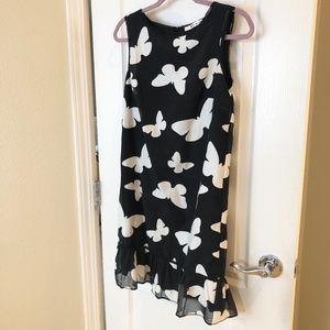Max Studio Butterfly Print Ruffle Hem Shift Dress